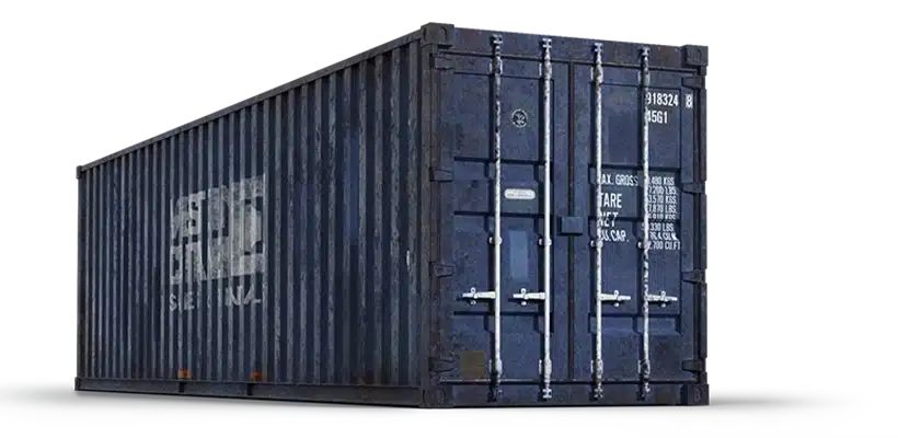 blue 40 foot high shipping container
