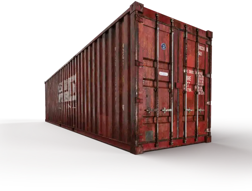 red 40 foot high shipping container