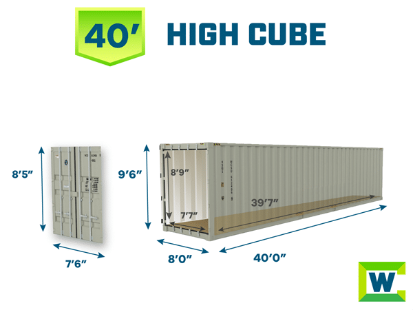 40ft high cube shipping container dimensions
