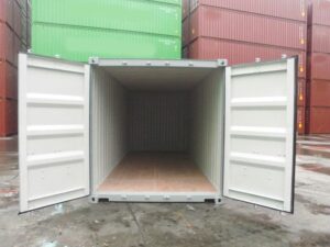 One Trip 20ft shipping container doors open to show wood floor, shipping container for sale, buy one trip shipping containers, new shipping container, One trip shipping container, conex container for sale